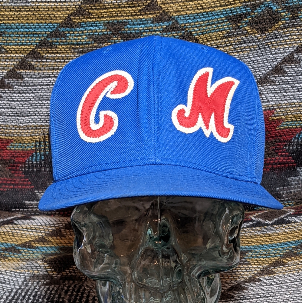VTG Early 80s Minor League Baseball Team BLU Snapback w Patch Letters. Cleaned.